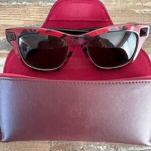 Valentino Red and Black Floral Sunglasses